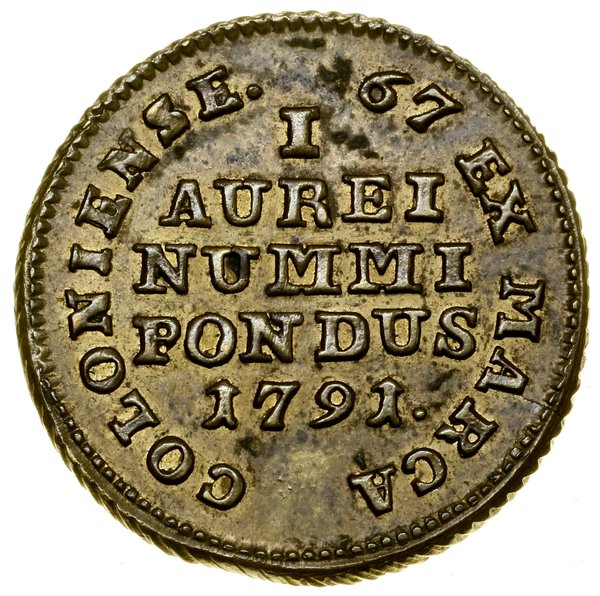 Odważnik dukata, 1791, Warszawa