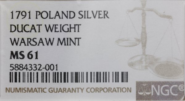Odważnik dukata, 1791, Warszawa