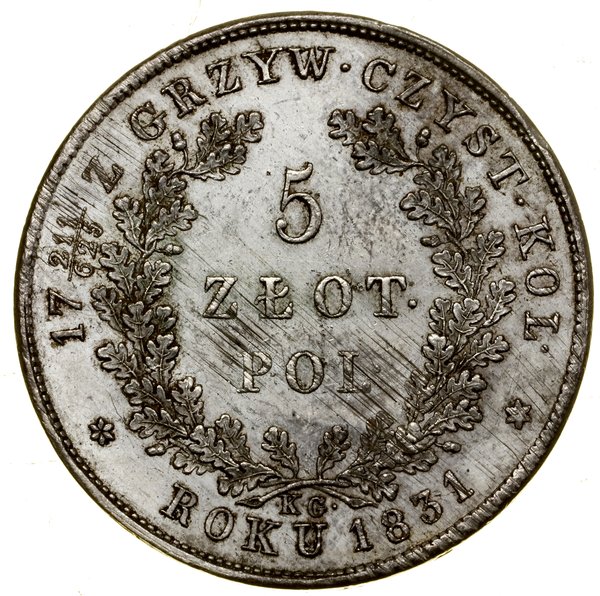 5 złotych, 1831 KG, Warszawa