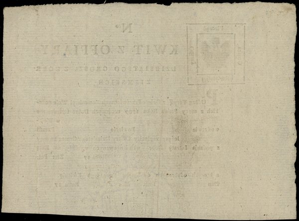 Kwit z ofiary dziesiątego grosza z dóbr ziemskich, 22.12.1789