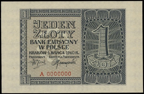 1 złoty, 1.03.1940