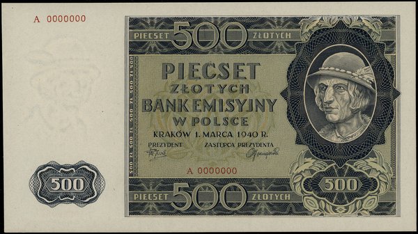 500 złotych, 1.03.1940