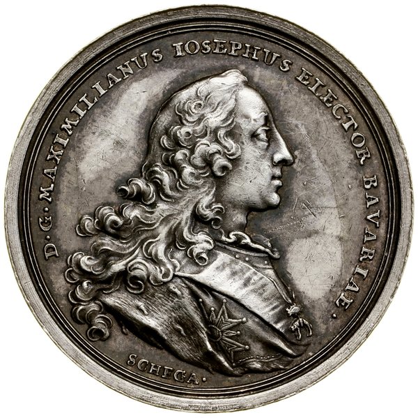 Medal na pamiątkę ślubu Maksymiliana III Józefa Wittelsbacha z córką króla Augusta III Marią Anną, bez daty (1747), projektował i wykonał Franz Andreas Schega