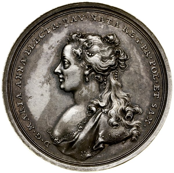 Medal na pamiątkę ślubu Maksymiliana III Józefa Wittelsbacha z córką króla Augusta III Marią Anną, bez daty (1747), projektował i wykonał Franz Andreas Schega