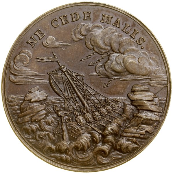 Medal pamiątkowy „Ne cede malis”, bez daty (ok. 1770), projektował i wykonał Jan Filip Holzhaeusser