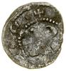Denar, (ok. 1330), Kraków lub Inowrocław; Aw: Korona, legenda; Rw: Gotycka litera K, + ⦂ …NIE ◦; F..