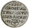 Trojak, 1538, Gdańsk; w legendzie awersu TO PRVSS, w legendzie rewersu GEDANEN; Białk.-Szw. 232, C..