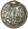 Szóstak, 1760, Gdańsk; odmiana z obwódkami na awersie i rewersie, pod tarczą herbową inicjały R - ..
