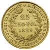 25 złotych, 1829 FH, Warszawa; Aw: Głowa cara w prawo i napis w otoku ALEXANDER I CES ROS WSKRZESI..