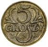 5 groszy, 1923, Warszawa; na rewersie data 12 IV 24 i monogram SW (prezydenta Stanisława Wojciecho..