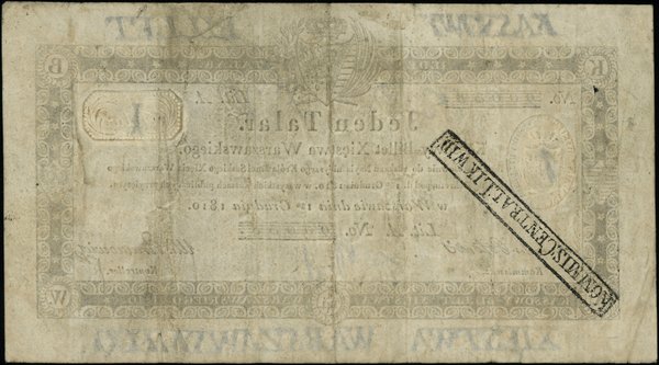 Księstwo Warszawskie - bilety z 1810r. 1 talar, 1.12.1810