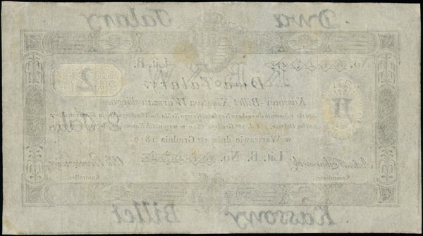 Księstwo Warszawskie - bilety z 1810r. 2 talary, 1.12.1810