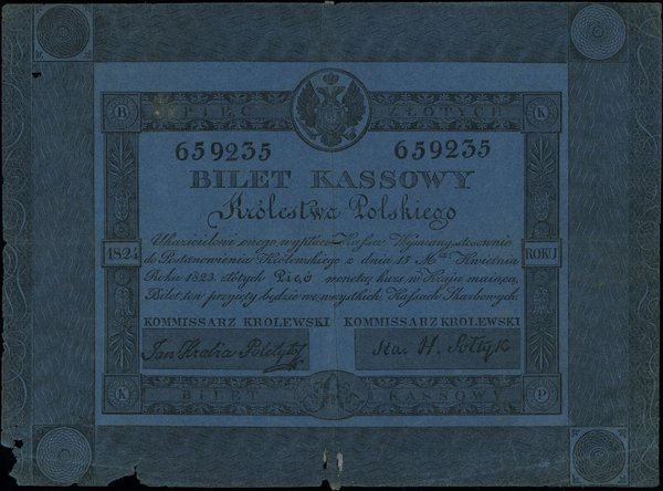 Królestwo Polskie - bilety z 1824 r.. 5 złotych polskich, 1824