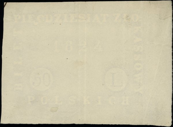 Królestwo Polskie - bilety z 1824 r.. 50 złotych polskich, 1824