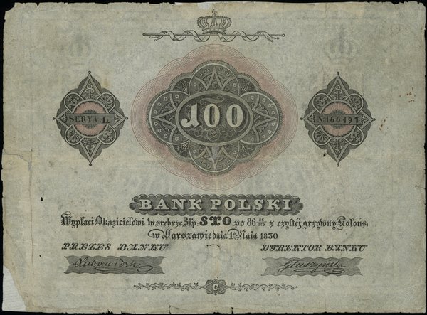 Królestwo Polskie - bilety z 1830 r.. 100 złotych polskich, 1.05.1830
