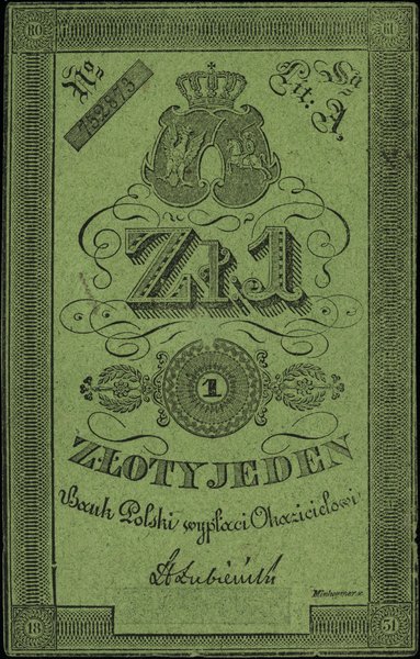 Powstanie Listopadowe - bilety z 1831 r.. 1 złoty polski, 1831