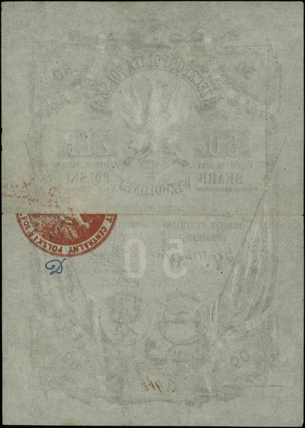 Skarb Wyzwolonej Polski w Londynie - bilety z 1853 r.. 50 złotych polskich, [1853]