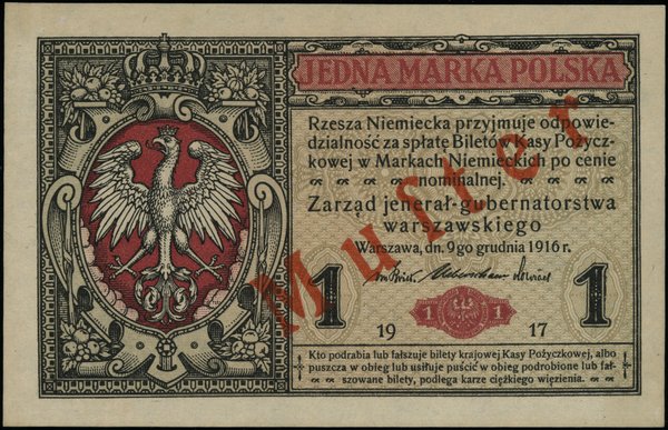 Polska Kasa Pożyczkowa - Zarząd jenerał-gubernatorstwa warszawskiego. 1 marka polska, 9.12.1916