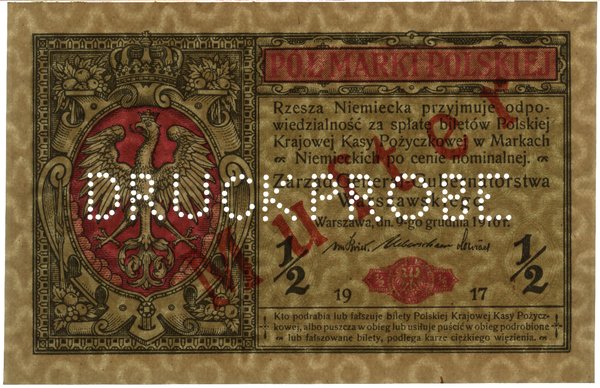 Zestaw: 2 x 1/2 marki polskiej, 9.12.1916