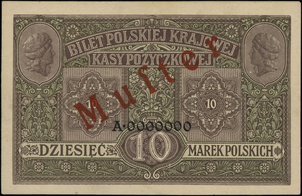 Polska Kasa Pożyczkowa - Zarząd Generał–Gubernatorstwa Warszawskiego. 10 marek polskich, 9.12.1916