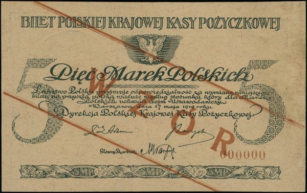 Polska Krajowa Kasa Pożyczkowa, emisje z 1919 r.. 5 marek polskich, 17.05.1919