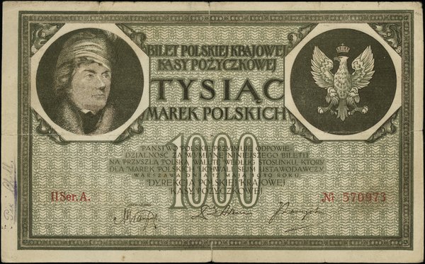 Polska Krajowa Kasa Pożyczkowa, emisje z 1919 r.. 1.000 marek polskich, 17.05.1919