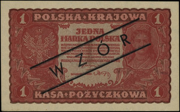 Polska Krajowa Kasa Pożyczkowa, emisje z 1919 r.. 1 marka polska, 23.08.1919