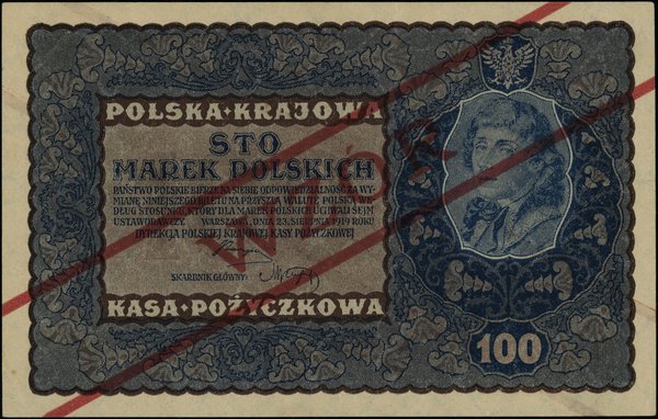 Polska Krajowa Kasa Pożyczkowa, emisje z 1919 r.. 100 marek polskich, 23.08.1919