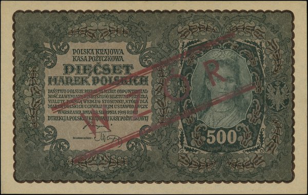 Polska Krajowa Kasa Pożyczkowa, emisje z 1919 r.. 500 marek polskich, 23.08.1919
