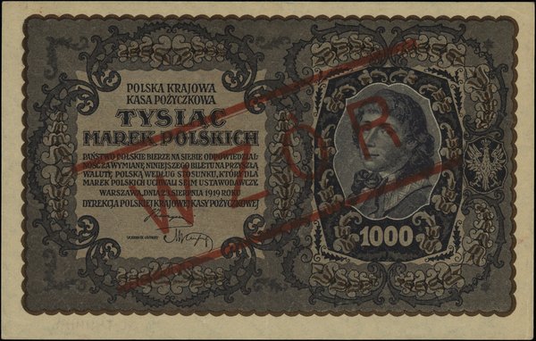 Polska Krajowa Kasa Pożyczkowa, emisje z 1919 r.. 1.000 marek polskich, 23.08.1919