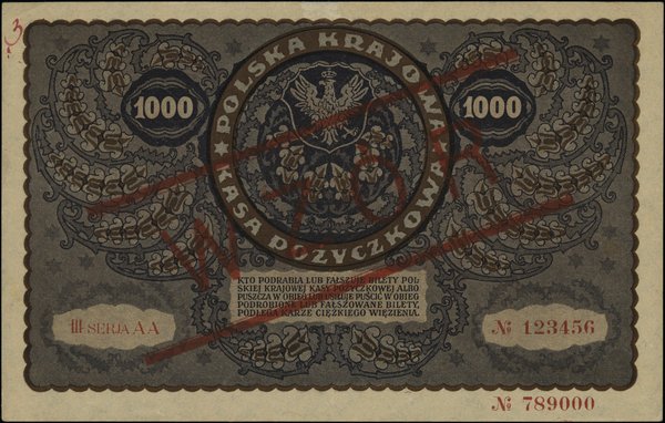 Polska Krajowa Kasa Pożyczkowa, emisje z 1919 r.. 1.000 marek polskich, 23.08.1919