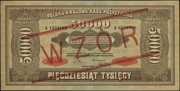 Polska Krajowa Kasa Pożyczkowa, emisje z lat 1922-1923. 50.000 marek polskich, 10.10.1922