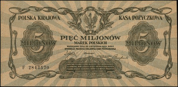 Polska Krajowa Kasa Pożyczkowa, emisje z lat 1922-1923. 5.000.000 marek polskich, 20.11.1923