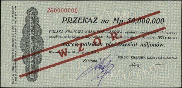 Polska Krajowa Kasa Pożyczkowa, emisje z lat 1922-1923. 50.000.000 marek polskich, 20.11.1923