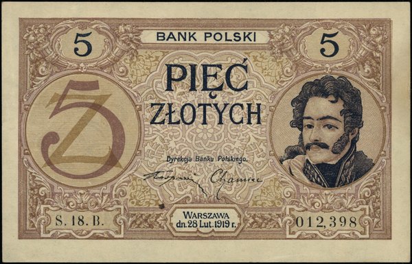 Bank Polski, emisja 1919. 5 złotych, 28.02.1919