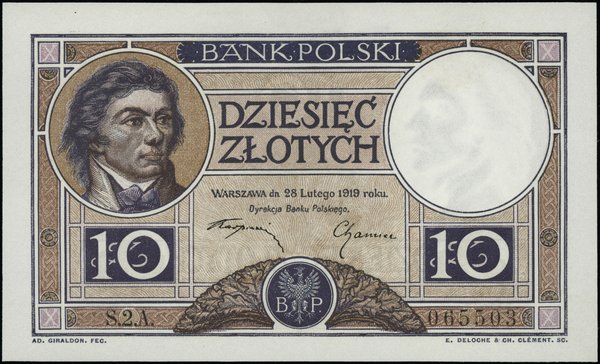 Bank Polski, emisja 1919. 10 złotych, 28.02.1919