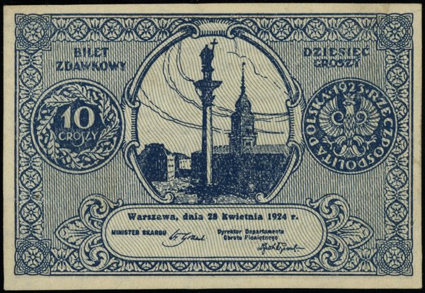 Bilety zdawkowe Ministerstwa Skarbu z 1924 i 1925 r.. 10 groszy, 28.04.1924