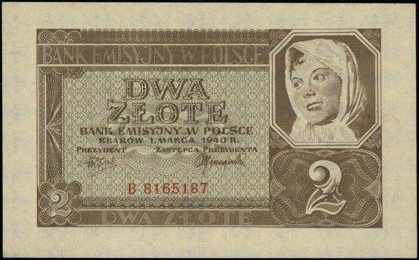 Bank Emisyjny w Polsce, emisja z 1940 r.. 2 złote, 1.03.1940