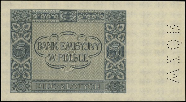 Bank Emisyjny w Polsce, emisja z 1940 r.. 5 złotych, 1.03.1940