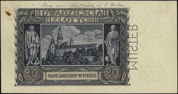 Bank Emisyjny w Polsce, emisja z 1940 r.. 20 złotych, 1.03.1940