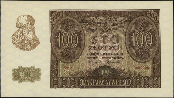 Bank Emisyjny w Polsce, emisja z 1940 r.. 100 złotych, 1.03.1940