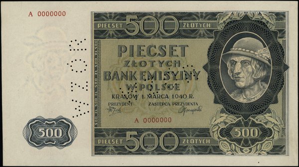 Bank Emisyjny w Polsce, emisja z 1940 r.. 500 złotych, 1.03.1940
