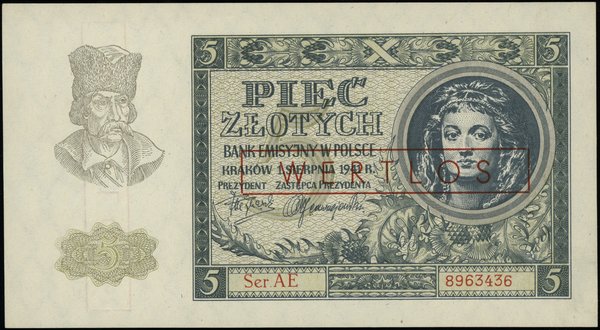 Bank Emisyjny w Polsce, emisja z 1941 r.. 5 złotych, 1.08.1941