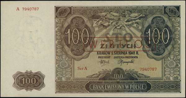 Bank Emisyjny w Polsce, emisja z 1941 r.. 100 złotych, 1.08.1941