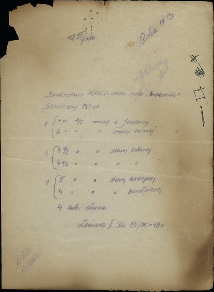 Bank Emisyjny w Polsce, emisja z 1941 r.. receptura papieru do druku biletu 1.000 złotych, 1.08.1941