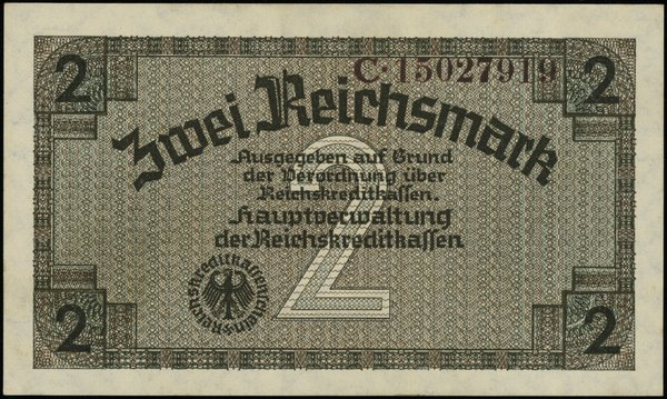 Reichskreditkasse. 2 Reichsmark, bez daty
