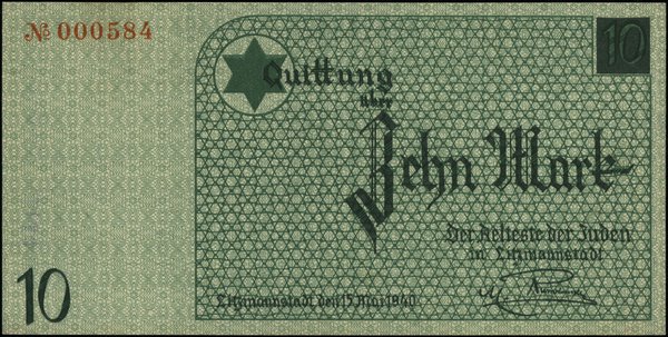 Banknoty getta w Łodzi 1940 r.. 10 marek, 15.05.1940