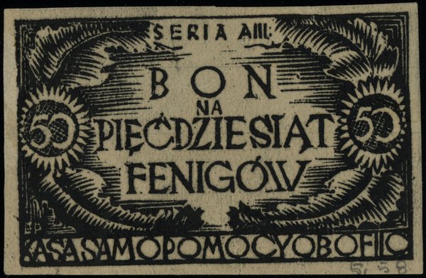 Bony obozu wojskowego Dobiegniewo II-C. bon na 50 fenigów