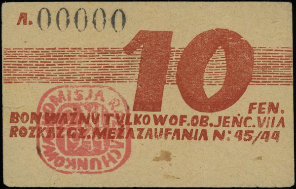 Bony obozu wojskowego Murnau VII-A. bon na 10 fenigów, 2.11.1944, numeracja 00000