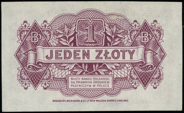 Bank Polski na emigracji, emisja 15.08.1939. 1 złoty, 15.08.1939